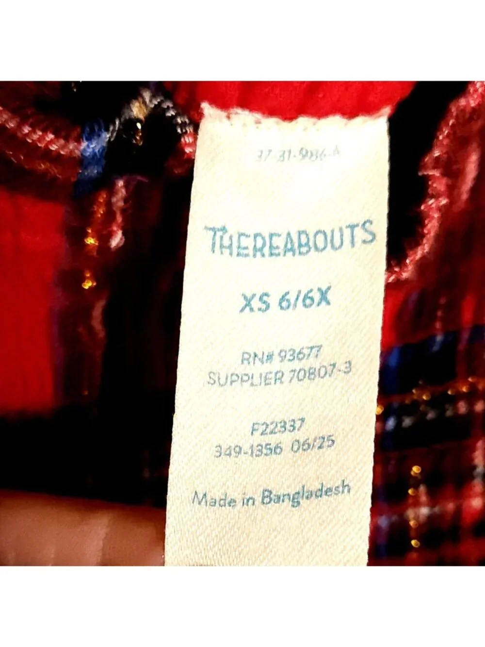 Therabouts Girls New Red Plaid Long Sleeve Top And Skirt Outfit 6-6X
